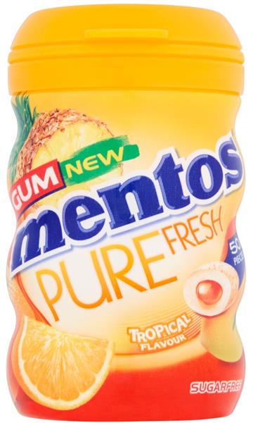 MENTOS GUM PURE FRESH TROPICAL FLAVOUR 6X50pcs BOTTLES